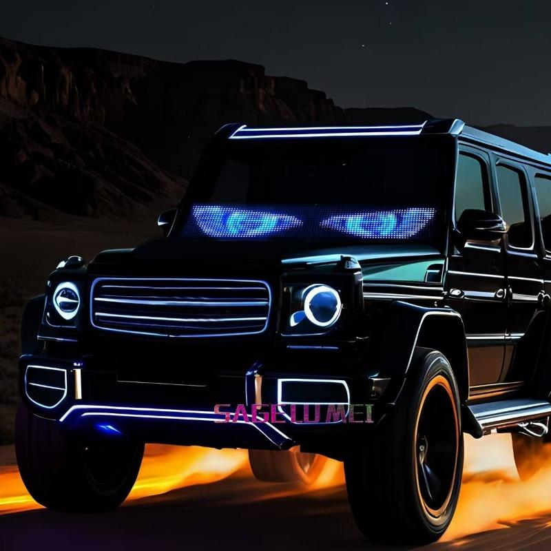 Product Introduction of Multilingual Car LED Matrix Pixel Panel Scrolling Advertising Smart Blue-tooth App Control for Car Truck Devil's Eye Signs Light 35