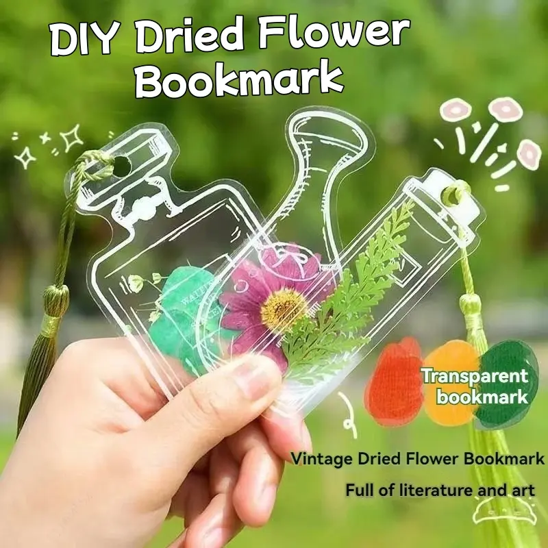 20Pcs/Bag Transparent Pressed Flower Bookmarks Supplies Drift Bottle Party Bookmark Gifts