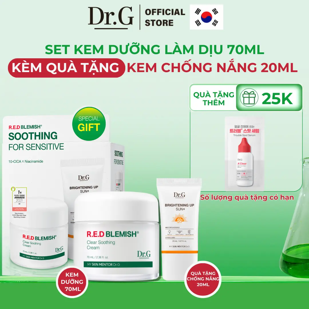 ( Quà tặng 1 tinh chất 2ml) Kem dưỡng Dr.G R.E.D Blemish Clear Soothing Cream 70ml
