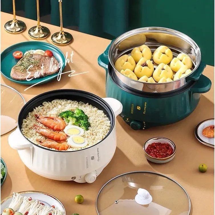Nồi lẩu điện đa năng 2 tầng , xào nấu , mì ăn liền gia đình công xuất lớn - nồi điện nấu ăn 4