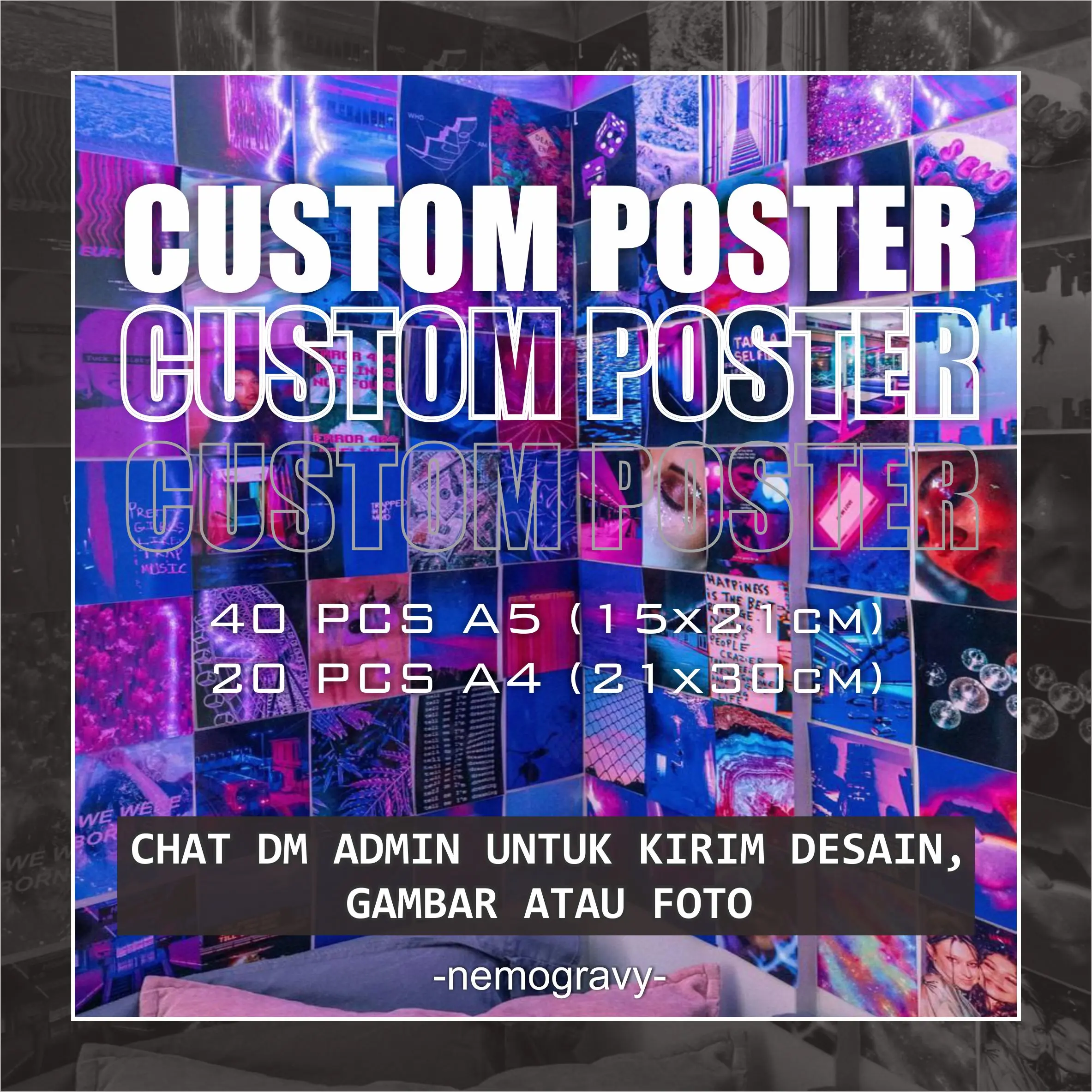 CUSTOM POSTER DINDING FOTO/GAMBAR SENDIRI