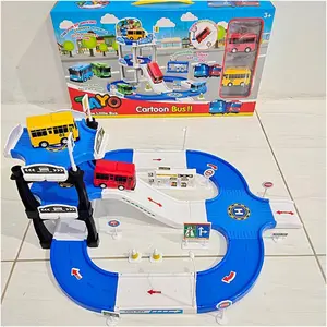 Mainan Track Parking Lot Tayo Play Set Parkir Mobil Bus Tayo Anak Edukatif