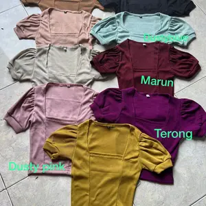 atasan crop top  velicia rib Katun Wanita