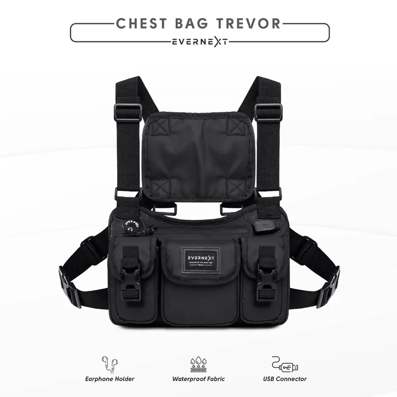 Evernext - Chest Bag Waterproof Trevor Tas Dada Tactical Rig Bag Outdoor Tas Pelindung Dada Motor Biker Sepeda Pria 7
