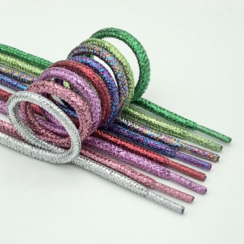 Product Introduction of New Round Colorful Shoelaces Glitter White Shoelaces of sneakers Metallic Shiny gold  silver Flat shoe laces sports running Lace 11
