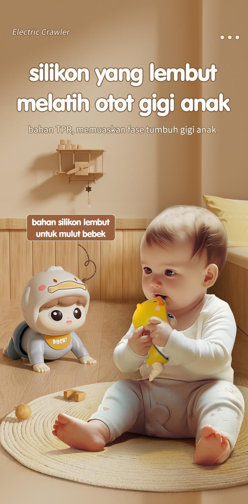 Habibi Boneka Merangkak Elektrik Bayi 0-12 Bulan - Mainan Edukasi Pelatih Gerak & Angkat Kepala Interaktif Toys Perempuan Dolls bayi  mainan