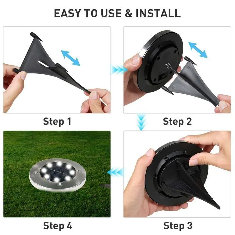 Solar Powered Outdoor LED Light, IP67 Waterproof Garden Light, Ground Buried LED Light for Step Stair Deck Path Patio Pathway Decor, Outdoor Lights 3