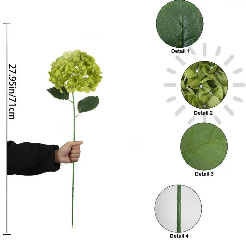 Artificial Hydrangea Flower, 4 Counts Faux Flower, Decorative Flower for Home Party Wedding Anniversary Festival 1