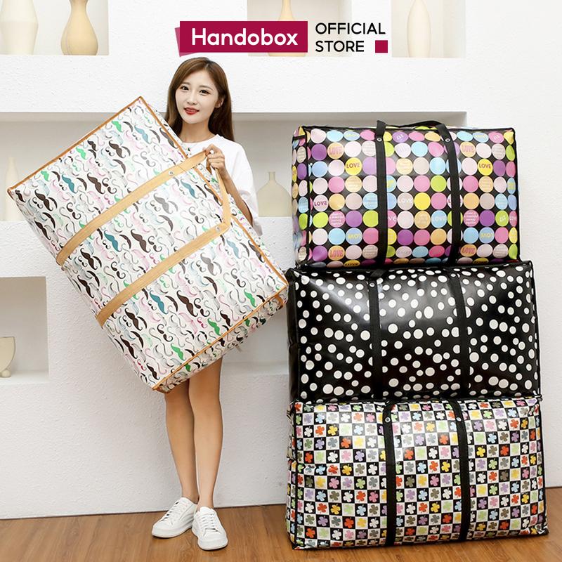 COMBO 3 Túi Bạt Đựng Quần Áo Chăn Màn Cỡ Lớn Handobox Chống Thấm Nước, Túi Vải Dứa Đựng Đồ Dùng Chuyển Nhà