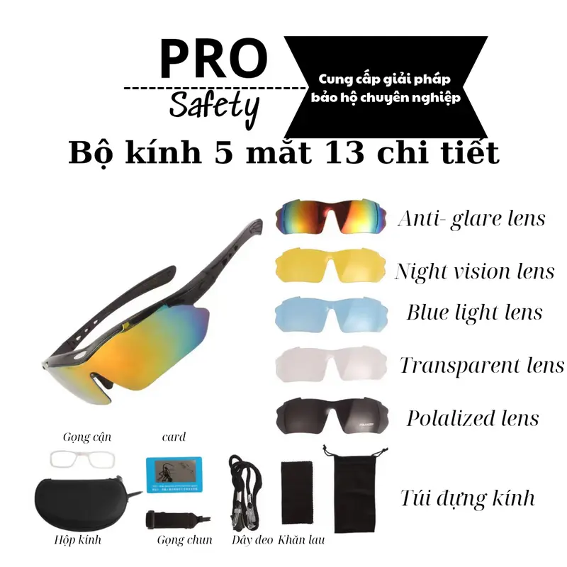 Bộ kính 5 mắt thể thao bảo hộ lao động đạp xe làm việc ngoài trời Phụ Kiện Sport 0