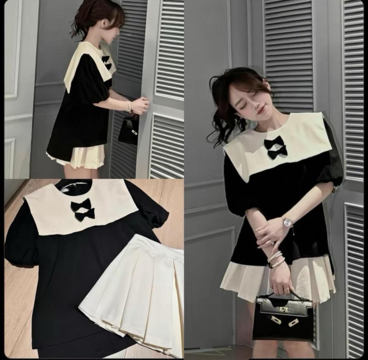 Thời Trang Bigsize Váy Phom Rộng Yếm Xòe Vải Thun Tăm Có Bigsize 45-95kg Nữ Women - A.1322