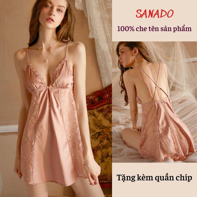 Váy ngủ lụa SANADO đầm ngủ hàng quảng châu V12