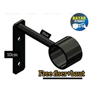 1pcs Braket Besi Penyangga Gorden, Gordyn, Korden, Pakaian Tempel Dinding Free Fischer Sekrup