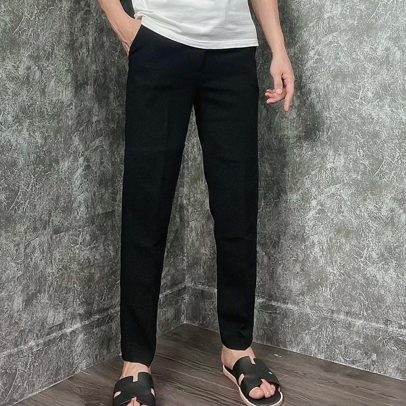 Quần Âu Đen Trơn Chất Tăm Lì fom Ống Đứng Menswear  Pants