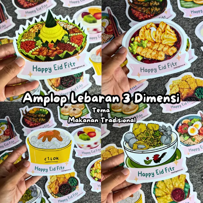 Amplop Lebaran 3 Dimensi Tema Makanan Tradisional
