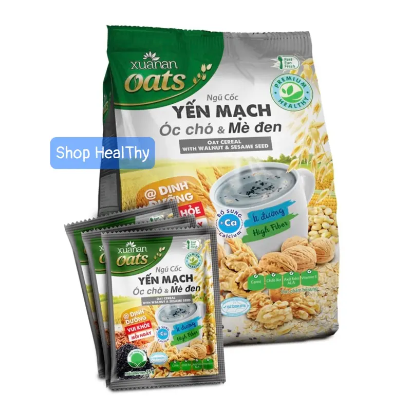 [DATE MỚI] Bột Ngũ Cốc Yến Mạch,Óc Chó Và Mè Đen Xuân An Gói 400gr - Giảm Giá Ko Tặng KM 0