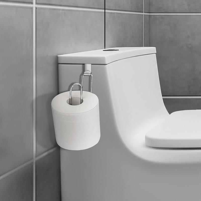 Punch Free Tissue Roll Holder, 1 Count Household Kitchen Paper Roll Organizer, Toilet Paper Towel Hanging Rack for Home Kitchen Bathroom 5