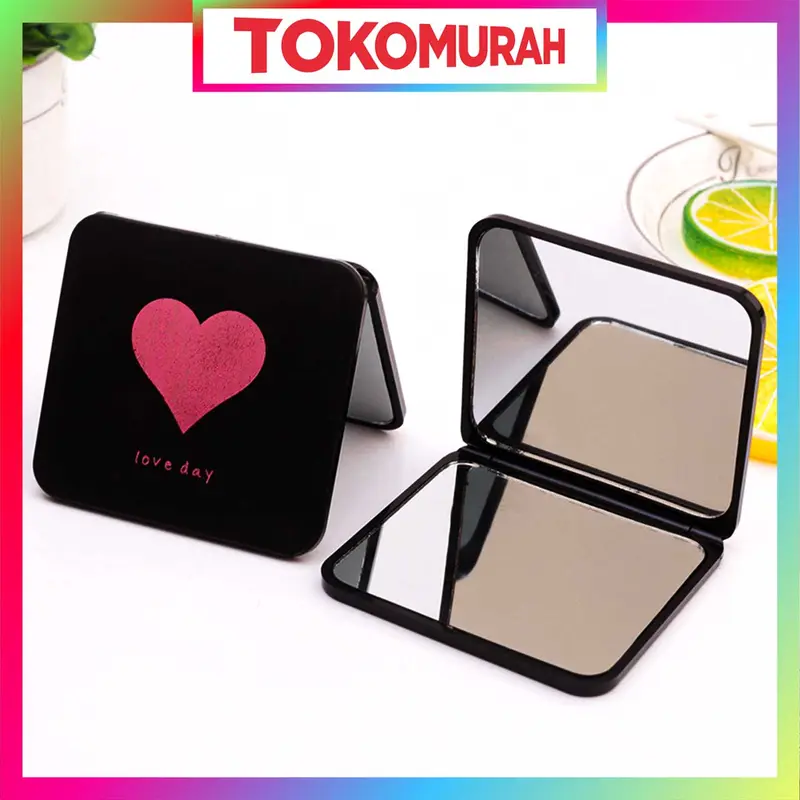R641 Cermin Makeup Petak /Cermin Rias /  Cermin Mini / Cermin Lipat Mini Model Segiempat 2 Sisi 0
