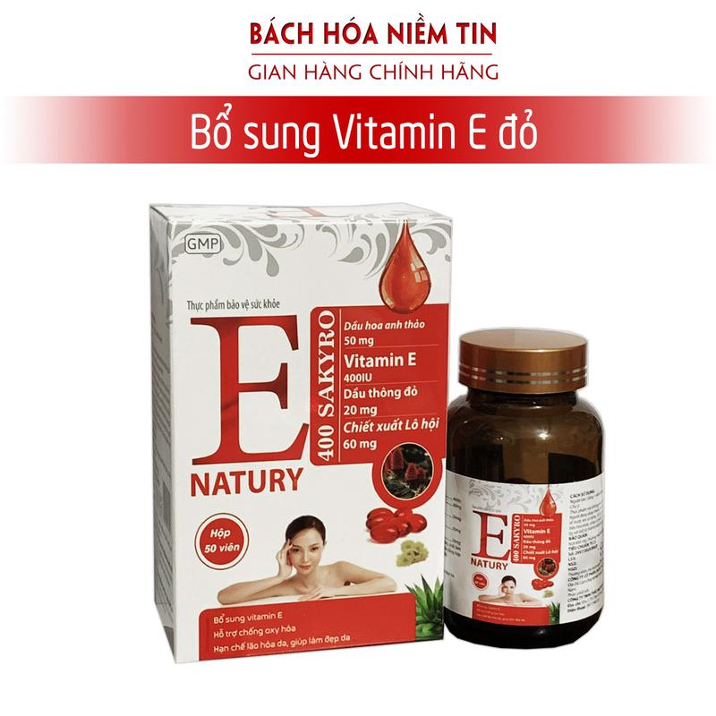 Vitamin E Đỏ 400 Natury Sakyro - Hộp 50 viên