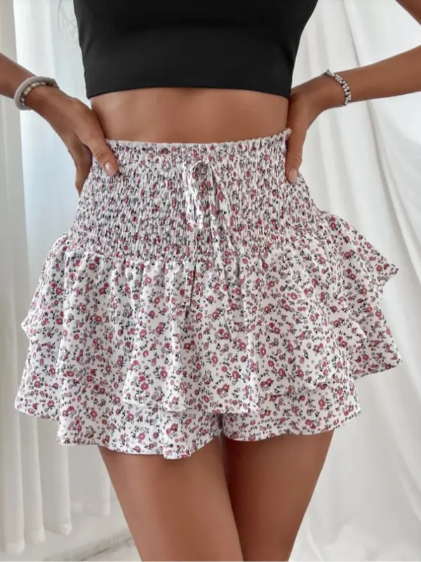 Women's Ditsy Floral Print Shorts, Elegant Fashion Casual Bohemian Shorts for Daily Outdoor Wear, Ladies Bottoms for All Seasons 0