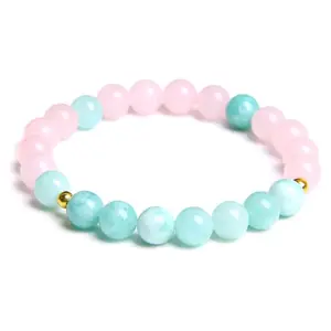 Crystal Bracelets Mix Rose Quartz Amazonite - Elastis - 8mm