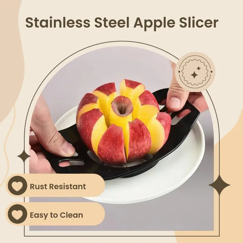Stainless Steel Apple Slicer, 1 Count Apple Cutter, Apple Core Remover, Kitchen Fruit Core Removal Tool, Kitchen Cutting Gadgets 1