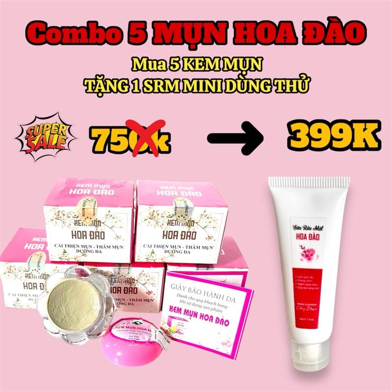 Combo 5 Kem Mụn Hoa Đào Cải Tiến Hỗ Trợ Cải Thiện Mụn - Thâm Skincare Chăm Sóc Da Women 7