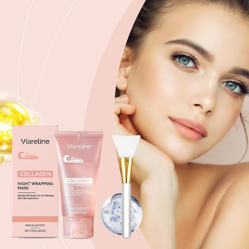 Collagen Night Wrapping Mask, 2 Counts/set Moisturizing Brightening Facial Mask, Deep Nourishing Facial Mask, Face Care Product for Women & Men 8