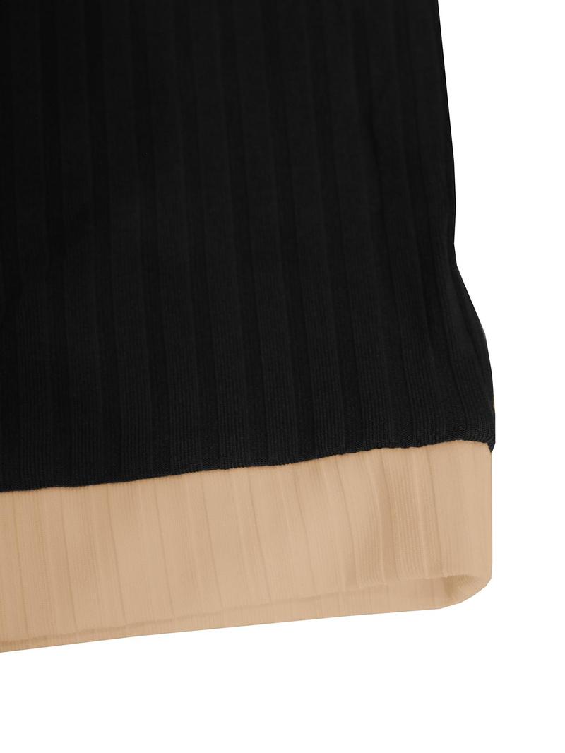 Product Introduction of Two-piece Set Women's Contrast Binding Button Front Crop Sweater & High Waist Skirt, Elegant Fashion Casual Round Neck Long Sleeve Top & Bodycon Skirt for Daily Outdoor Wear, Women's Clothing for Spring & Fall 9