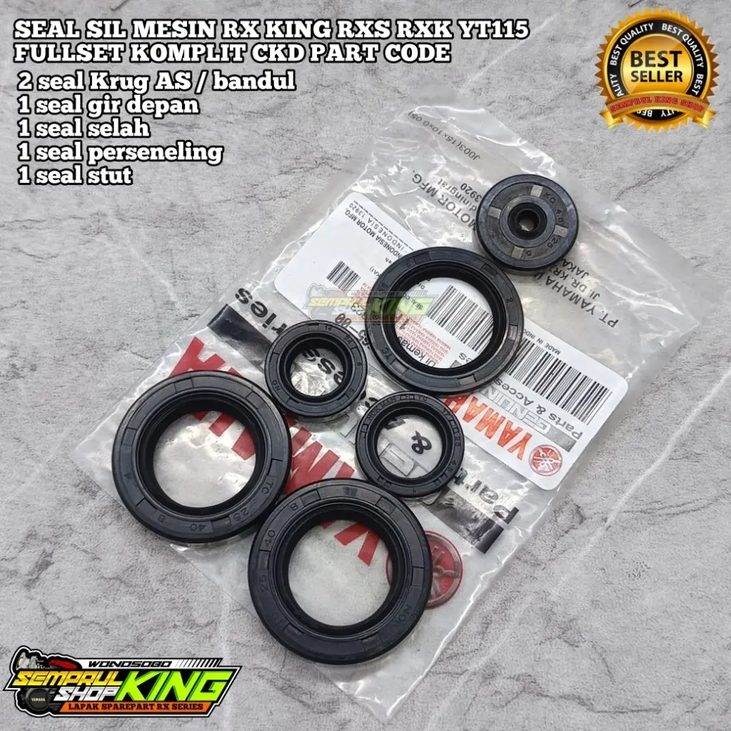 Paket Seal Mesin RX-King Lengkap 6pcs Knok Code Part Seal Gear Depan Seal Selah Seal Perseneling Seal Stut Seal Krug As Bandul Motorcycle Bearing