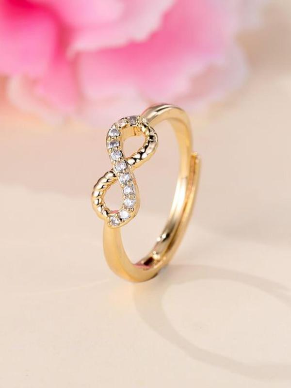 Summer 2024 Fashion Hollow Out Design Rhinestone Inlaid Ring, Infinity Ring, Simple Jewelry for Party, Club, Casual Trendy Accessories for Women & Girl, Birthday Gifts 4