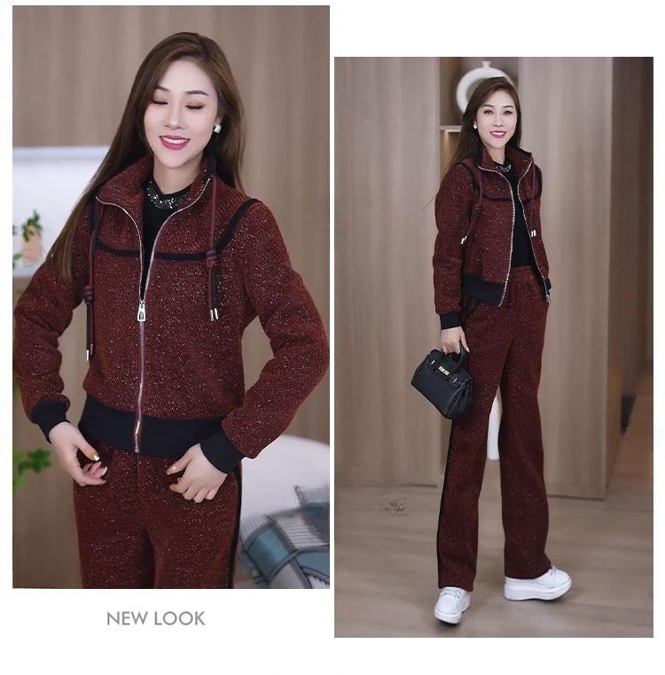Product Introduction of Bộ Đồ Thường Ngày Đệm Nhung, Thời Trang, Dày Dặn, Dành Cho Nữ, Mùa Đông 2024 Hàng Mới Về, Cổ Chân Đế Áo Nỉ Khâu, Quần Ống Rộng, Bộ Hai Mảnh 14