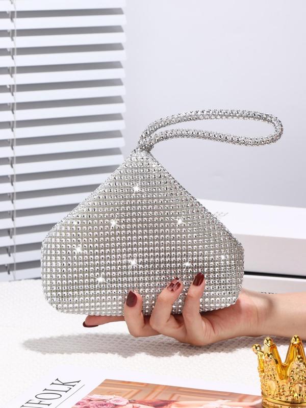 Women's Elegant Glitter Sequined Party Evening Bag With Zipper, Geometric Design Glamorous Bling Mini Clutch Purse For Wedding Party 4