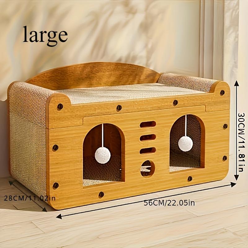 1Set Luxury Large Cat Scratcher with Whiskers - High Aesthetic, Multi-Level Fiberboard Cat Apartment with Hanging Toys & Cozy Bed, Ideal for All Cat Sizes, Perfect Winter Gift, Cat Lover Gifts 7