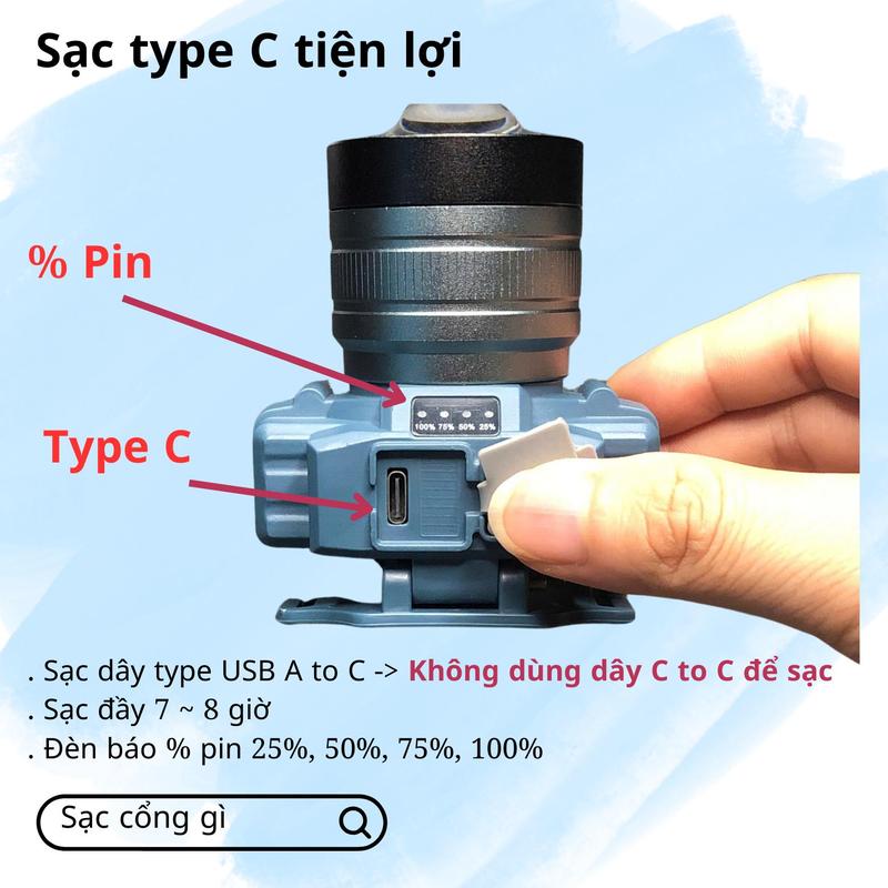 [LOẠI MỚI] Đèn pin đội đầu siêu sáng,  pin liên tục 8h ~ 12 tiếng , thu/tỏa dễ dàng, chống nước mưa pin  đèn đèn pin  đội đầu den  pin led dendo ida sieu sang 6