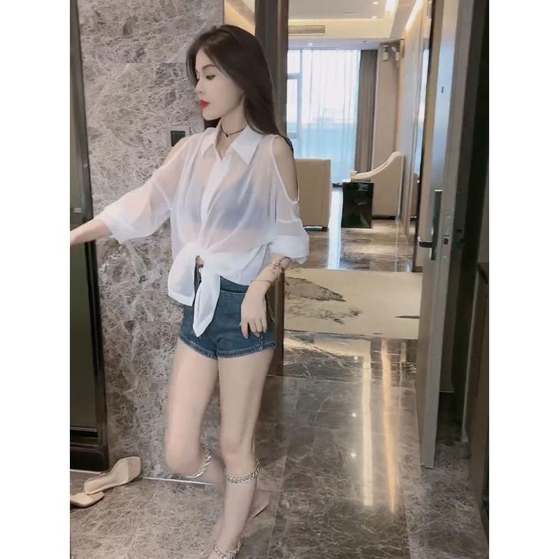 Product Introduction of Áo Voan Trễ Vai Thiết Kế Đẹp Cho Nữ, Thích Hợp Cho Mùa Hè, Mỏng Và Thoáng Khí, Áo Khoác Cardigan, Độc Đáo Và Thanh Lịch, Hàng Mới Về Năm 2024 Top Women Sơ Mi 17