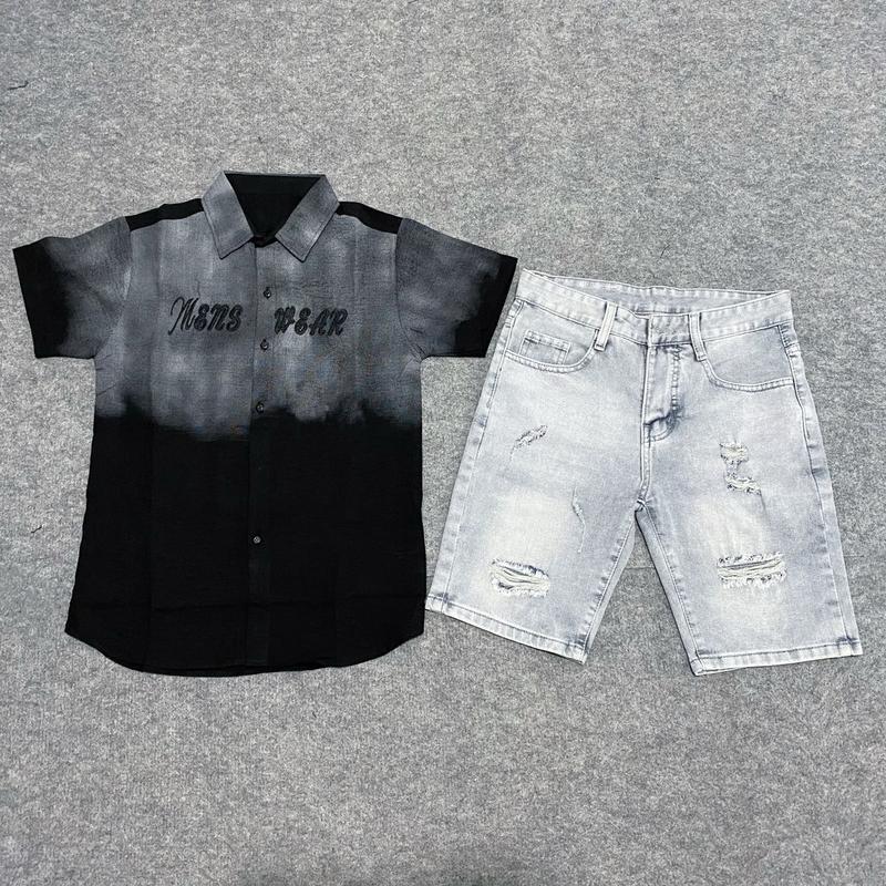 Bộ Quần Short Jean Và Áo Sơ Mi Ngắn Tay Nam - Menswear