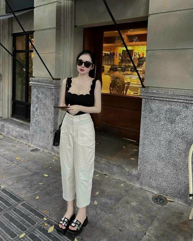  Mã 029 quần kaki 9 tấc hot hit Pants Nữ Baggy 