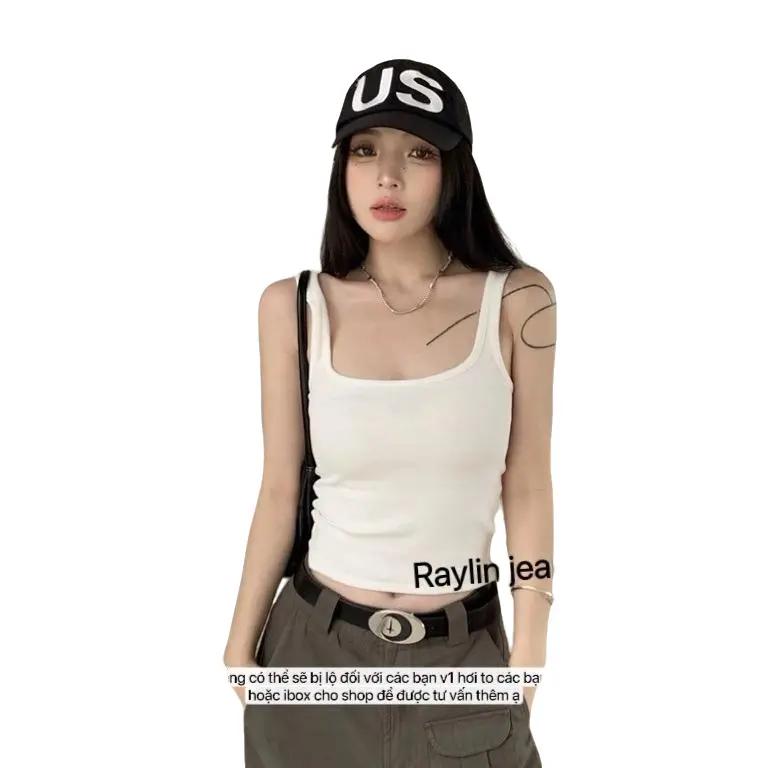 Áo  ba lỗRAYLIN bản nhỏ tăm hàn,áo thun tăm hàn hot hit,áo ba lỗ cổ vuông A05Top Nữ