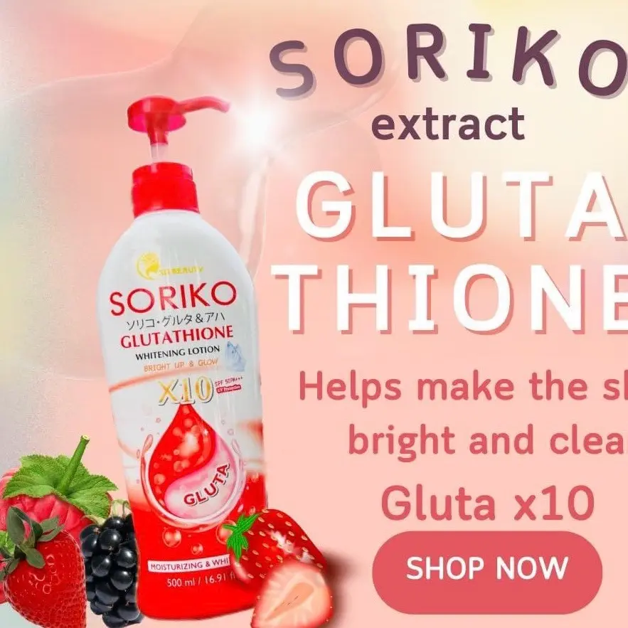 SORIKO GLUTATHIONE WHITENING LOTION w/ UV PROTECTION SPF 50+++ - TikTok  Shop Philippines