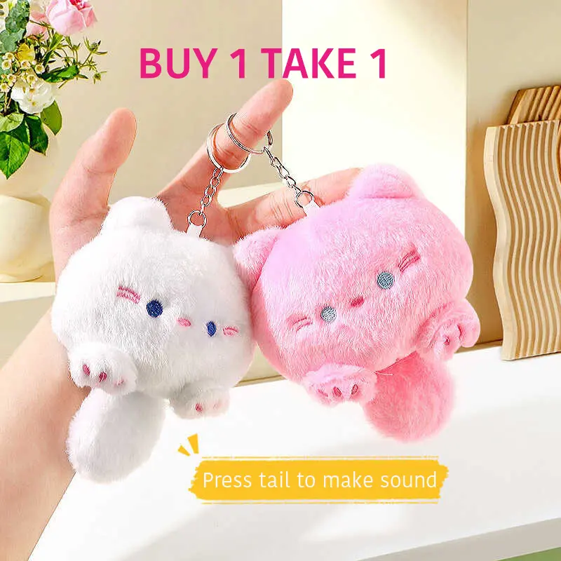 (Buy 1 Take 1) Cute Cat Cartoon keychain Plush toy Key Chain Doll Gift  Clothing  Bag Accessories Decor  Schoolbag Pendant, Super Cute Doll Pendant, Student Girl Heart Super Cute Accessories, Bag Decoration, Gifts