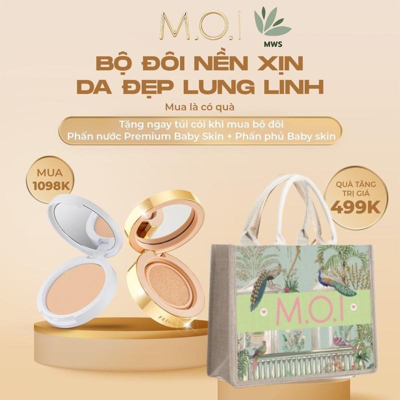  COMBO Phấn Nước Premium Cushion + Phấn Phủ MOI Cosmetics phiên bản cao cấp  Tặng túi cói hoa  Trang Điểm Son Mỹ Phẩm 