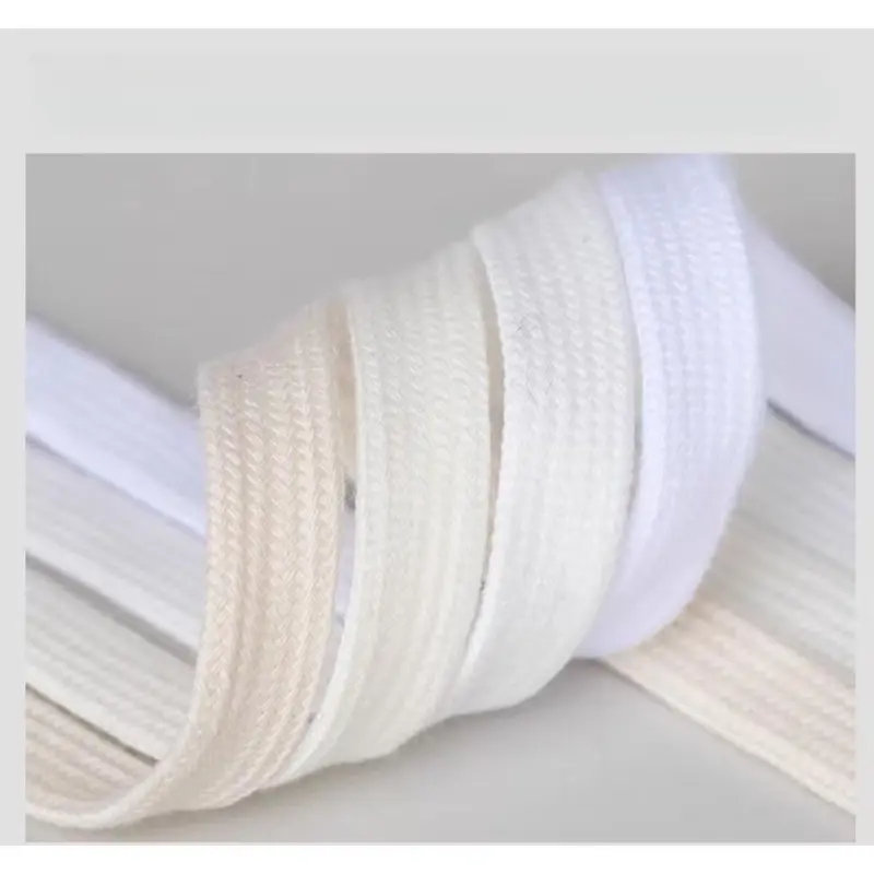 Giày Vải có Dây Dày, Cotton Nguyên Chất, Phẳng, Màu Trắng, Be, Đen, Hàng Mới Về 2024, Có Ren Trắng 4