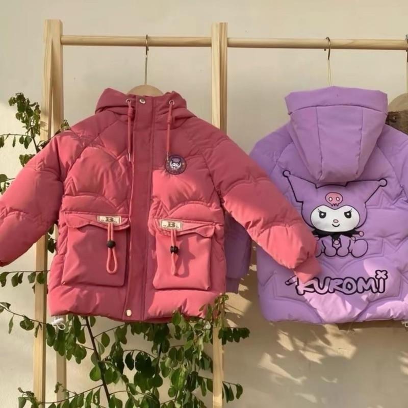[ 13-38kg ÁO KURUMI BÉ GÁI ] áo phao nhung lì kurumi bé gái -lót lụa logo phát sáng - túi hộp- mũ liền áo- ấm áp -dày dặn 5