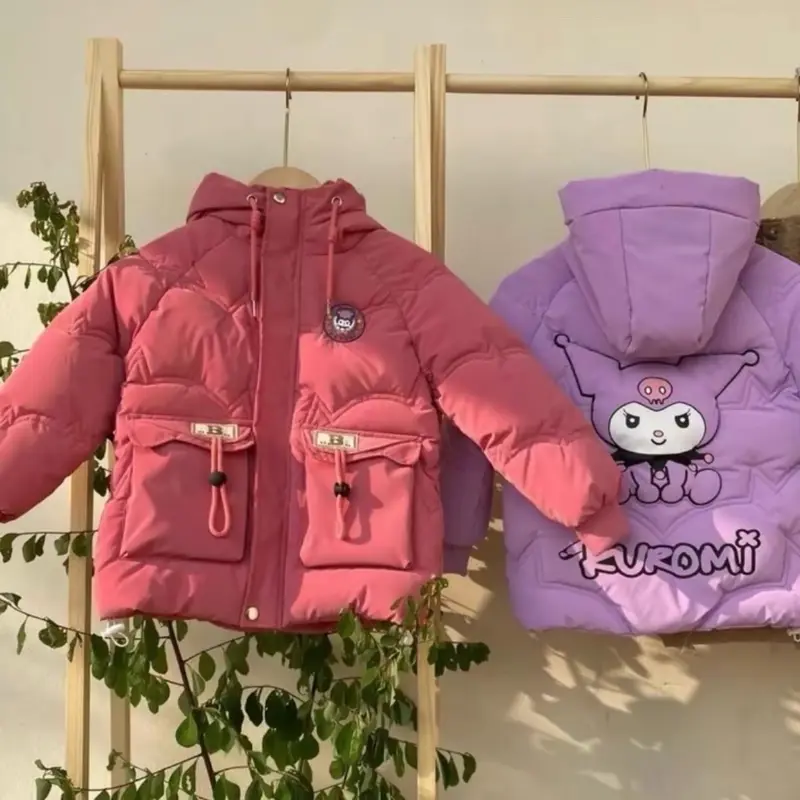 [ 13-38kg ÁO KURUMI BÉ GÁI ] áo phao nhung lì kurumi bé gái -lót lụa logo phát sáng - túi hộp- mũ liền áo- ấm áp -dày dặn 5
