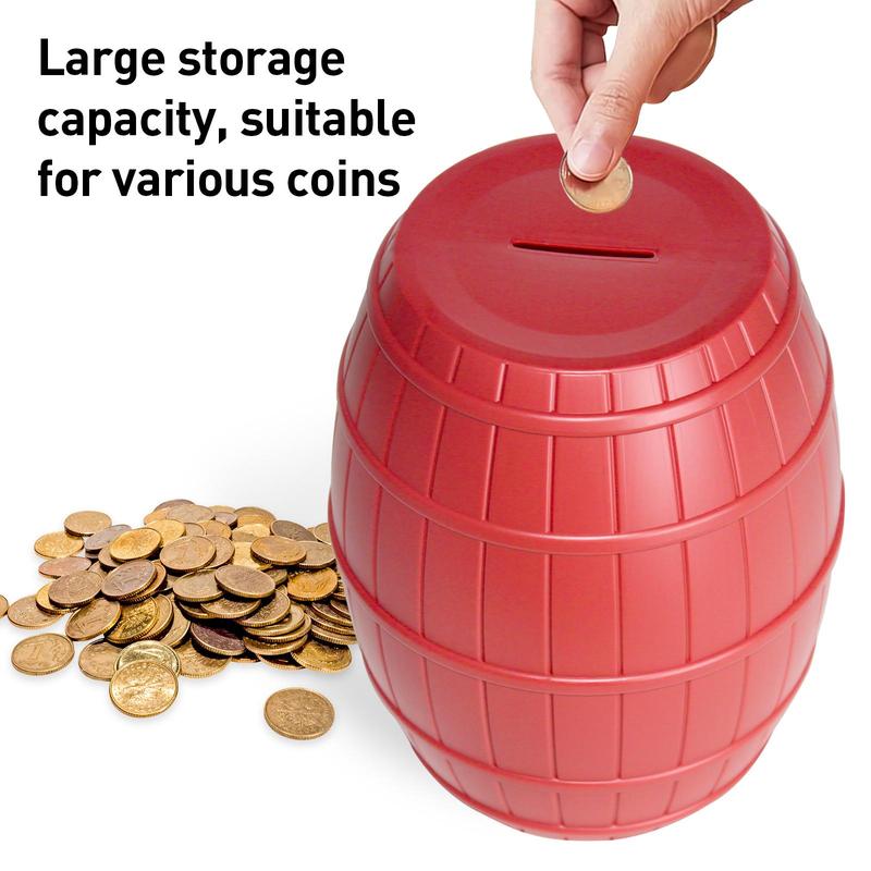 Solid Color Wood Grain Design Piggy Bank, 1 Count Large Capacity Household Decorative Coin Bank, Portable Money Saving Box for Home Office Use 5