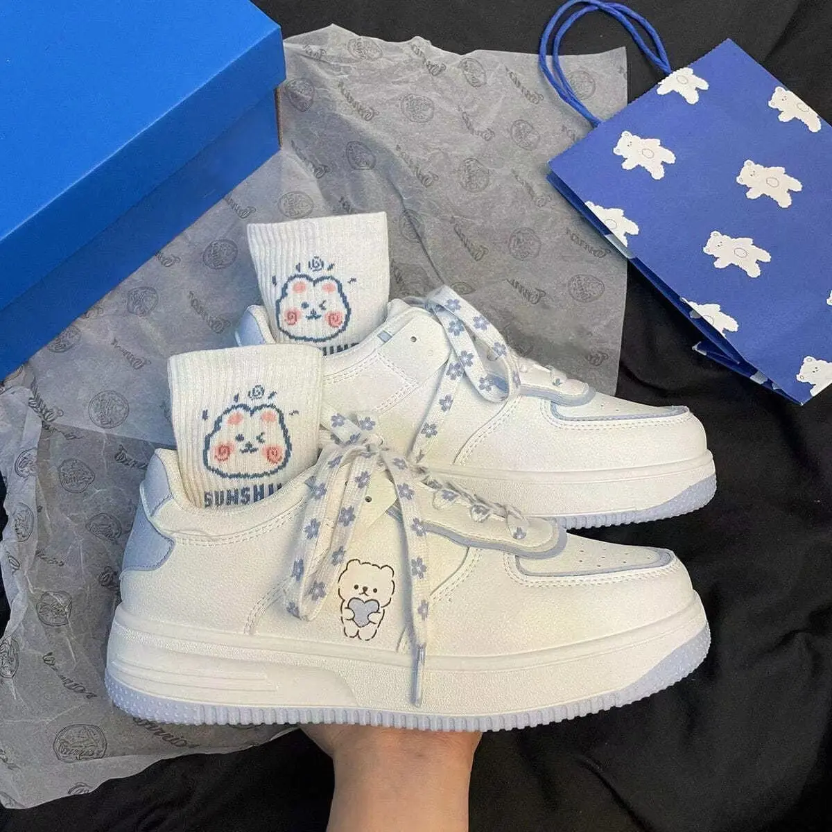 Little Bear-Giày Trượt Patin Màu Trắng Cho Nữ, Giày Thể Thao Đa Năng, Nền Tảng Người Nổi Tiếng Trên Internet, Thời Trang, Mới, Mùa Thu Sneaker