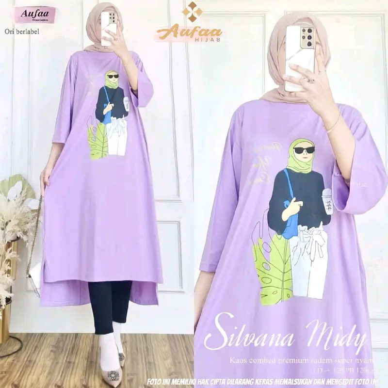 silvana long tunik, midi ori Aufaa 1