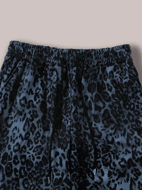Women's Leopard Print Drawstring Waist Wide Leg Pants, Street Casual Elastic Waist Pocket Trousers for Daily Wear, Ladies Bottoms for Fall & Winter 5
