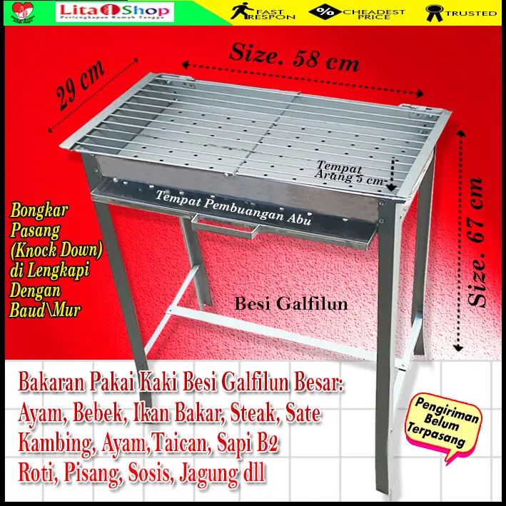Bakaran Ayam / Ikan Sate Besi Galfalun Besar / Bakaran Jagung Roti